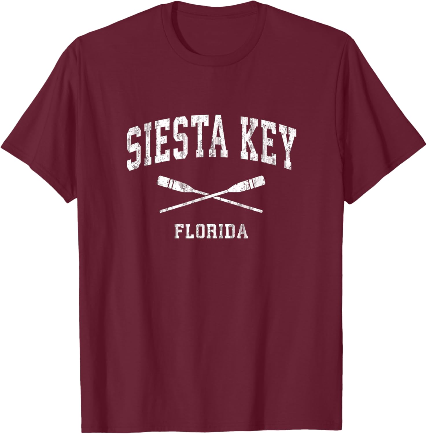 Siesta Key Florida Vintage Nautical Paddles Sports Oars T-Shirt - T-Shirt | Maroon