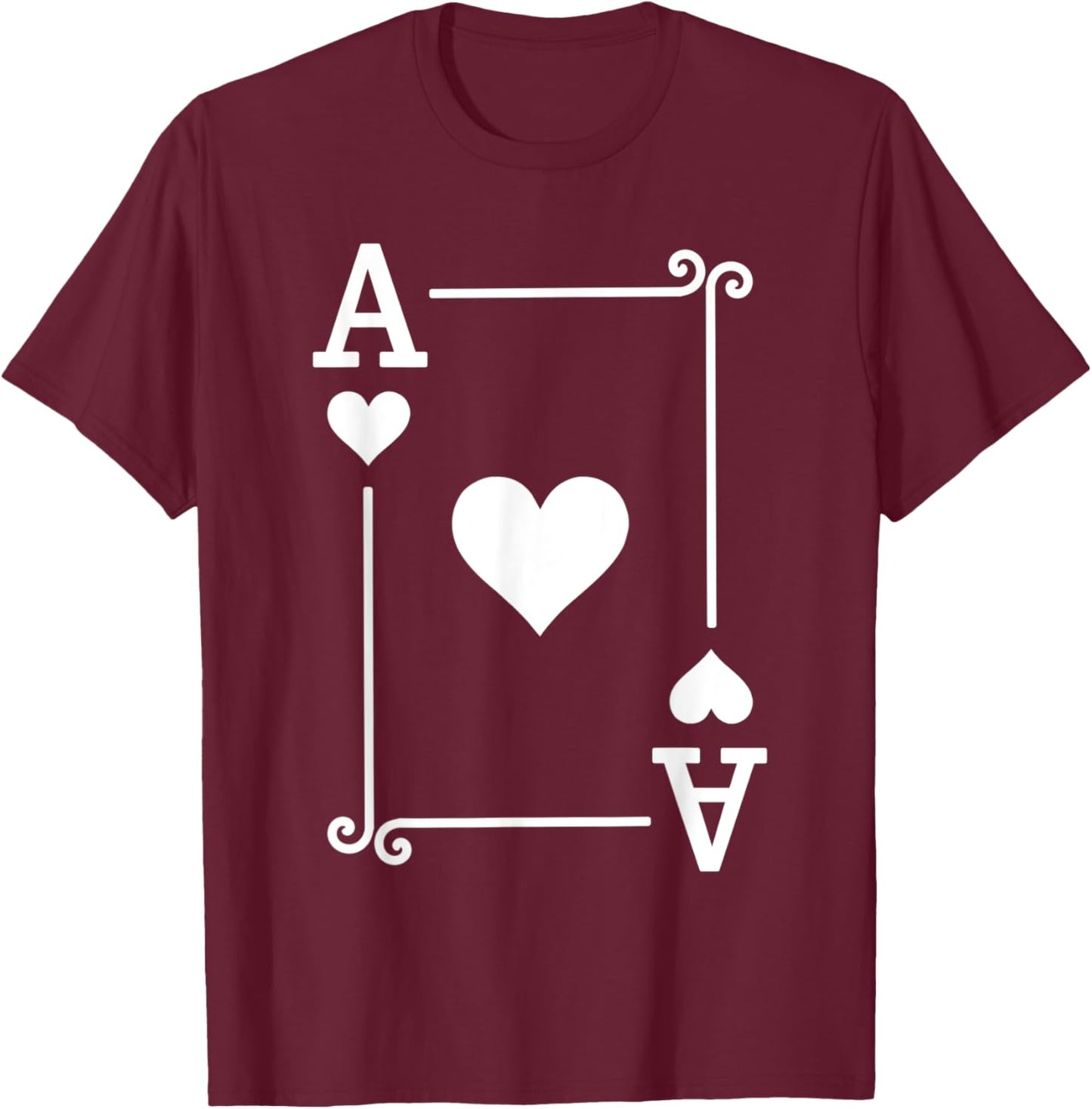 Playing Cards Costume - Ace Hearts Card - Ace Card T-Shirt - T-Shirt | Maroon