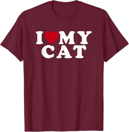I Love My Cat I Heart My Cat Women T-Shirt - T-Shirt | Maroon