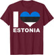 I Love Estonia - Heart Flag Estonia T-Shirt - T-Shirt | Maroon