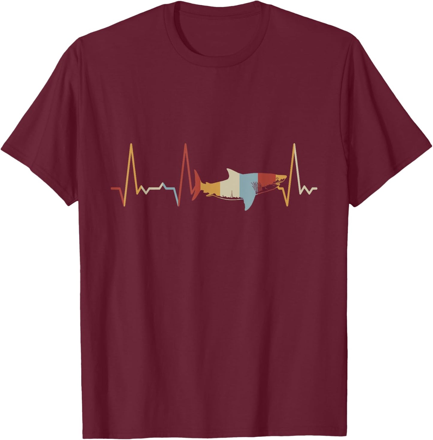 Heartbeat Shark T-Shirt - T-Shirt | Maroon