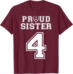 Custom Proud Football Sister Number 4 Personalized Women T-Shirt - T-Shirt | Maroon