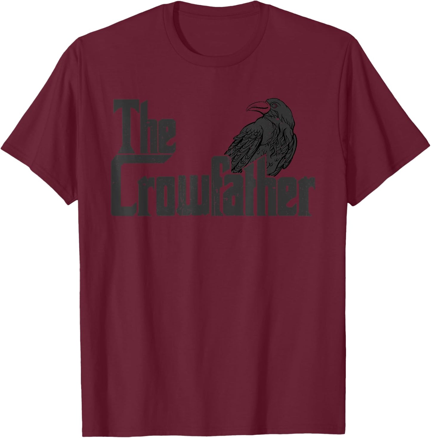 The Crowfather Raven Graphic Black Crow T-Shirt - T-Shirt | Maroon