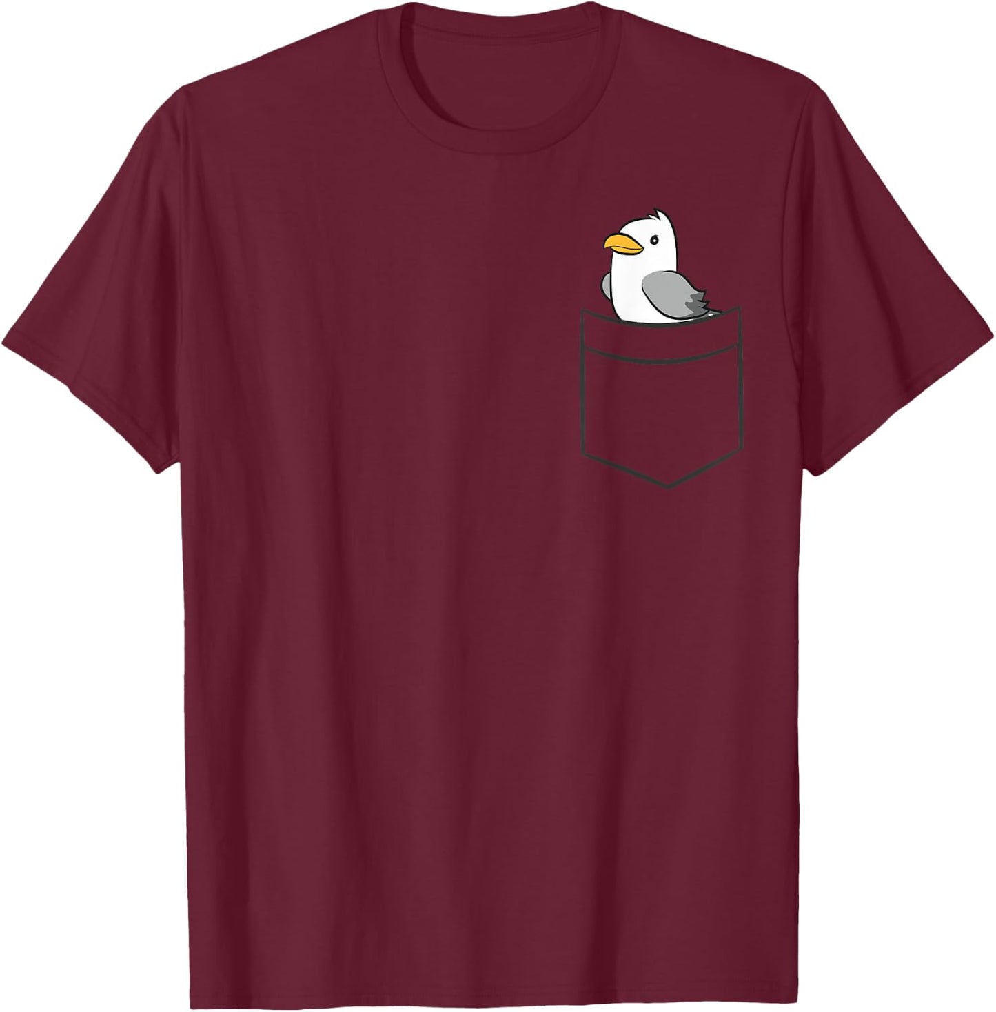 Seagull In a Pocket Cute Sea Gull Bird T-Shirt - T-Shirt | Maroon