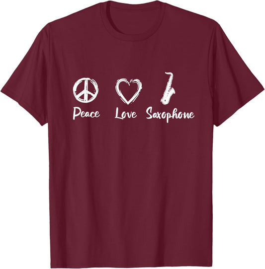 Saxophone Love Saxophonist Reed Instrument T-Shirt - T-Shirt | Maroon