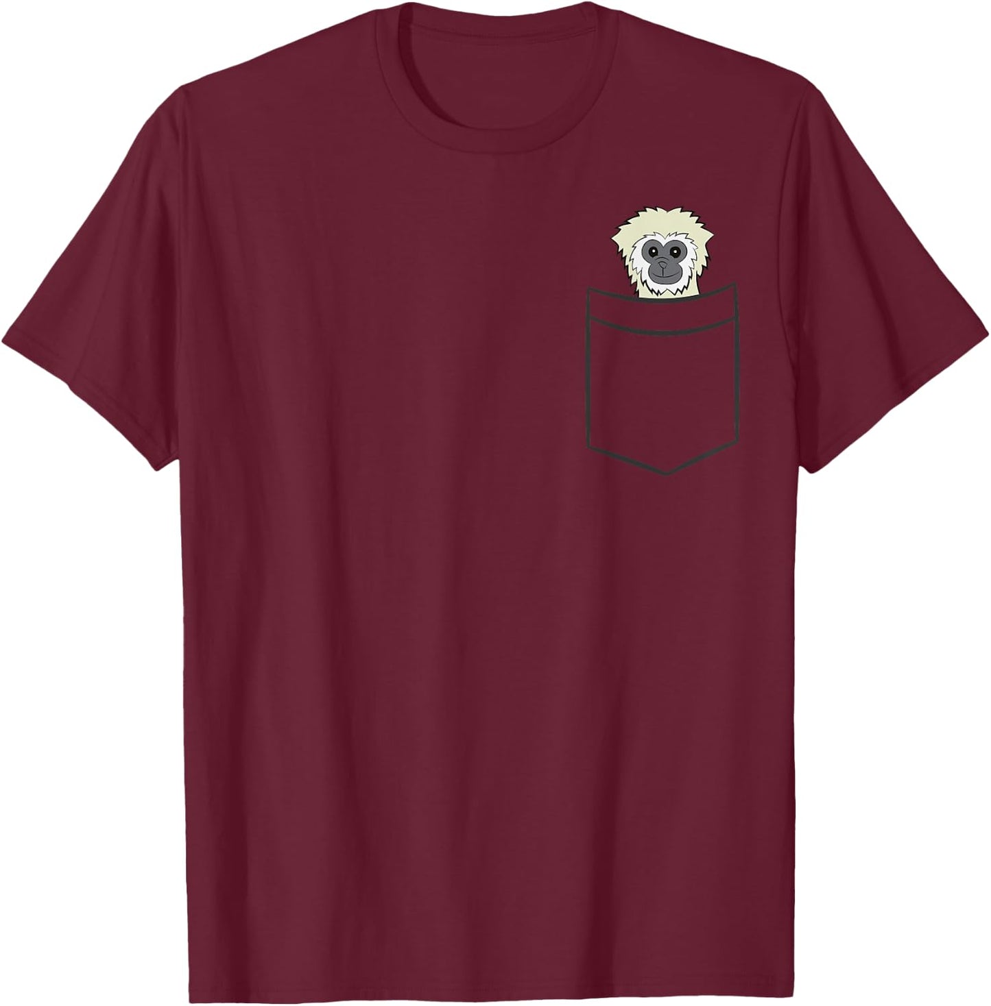 Gibbon Monkey In a Pocket Funny Pocket Gibbon T-Shirt - T-Shirt | Maroon