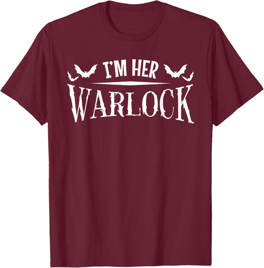 I'm Her Warlock Funny Witch Couples Boyfriend Halloween T-Shirt - T-Shirt | Maroon
