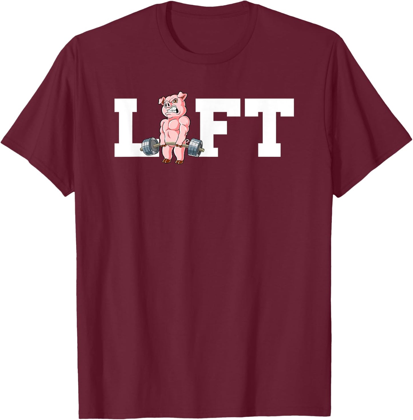 Pig Gym Weight Training Lift Deadlift T-Shirt - T-Shirt | Maroon
