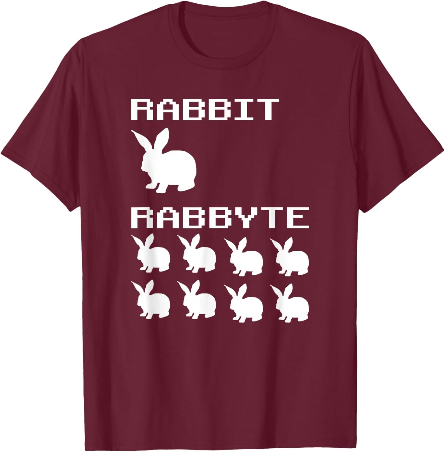 Rabbit & Rabbyte Computer Coding Nerds Jokes Programmer T-Shirt - T-Shirt | Maroon