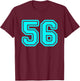 Number #56 Cyan Sport Number 56 T-Shirt - T-Shirt | Maroon
