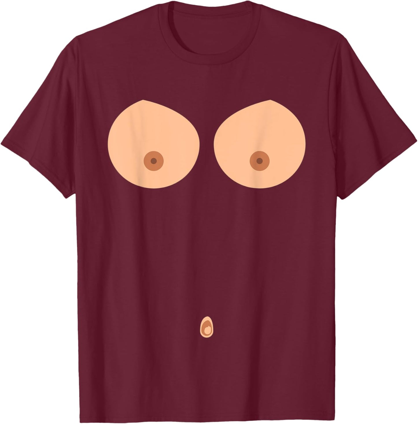 Breast Nipple Belly Button Titten Breasts Funny Costume T-Shirt - T-Shirt | Maroon