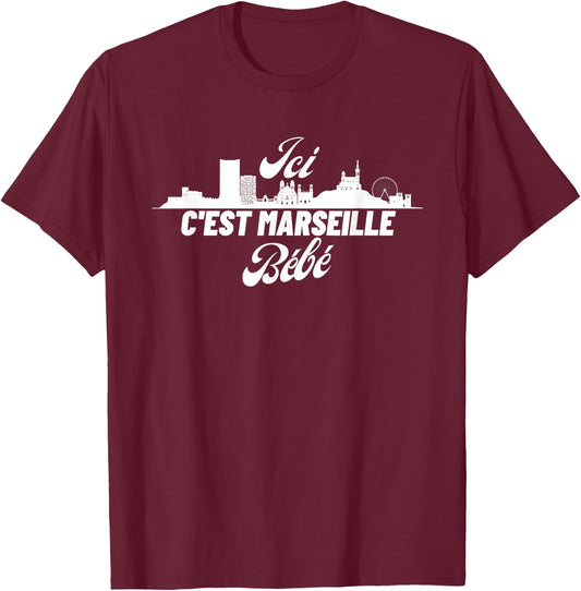 C'est Marseille Baby Football Marseille OM [French Language] T-Shirt - T-Shirt | Maroon
