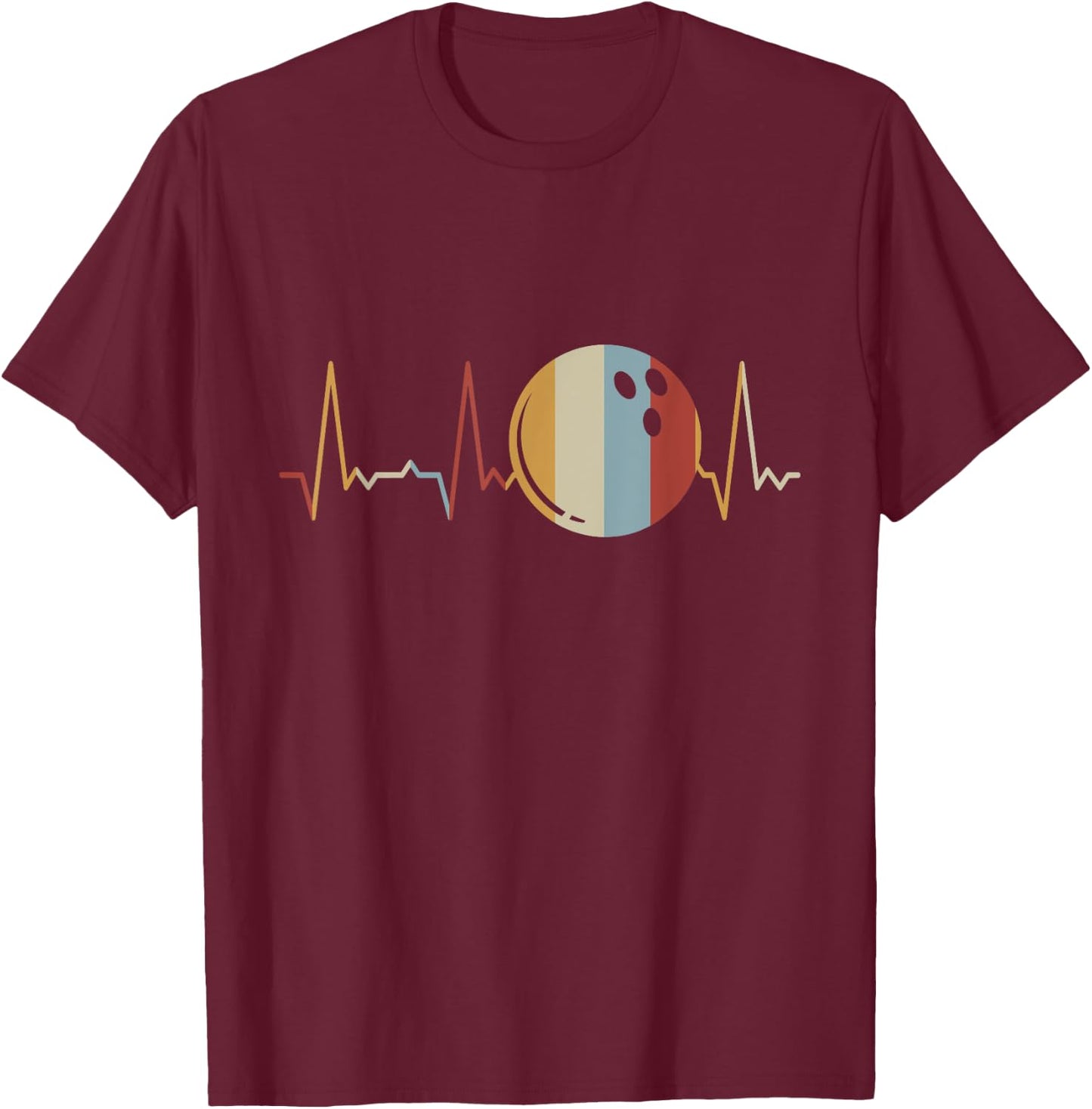 Heartbeat Bowling Ball T-Shirt - T-Shirt | Maroon