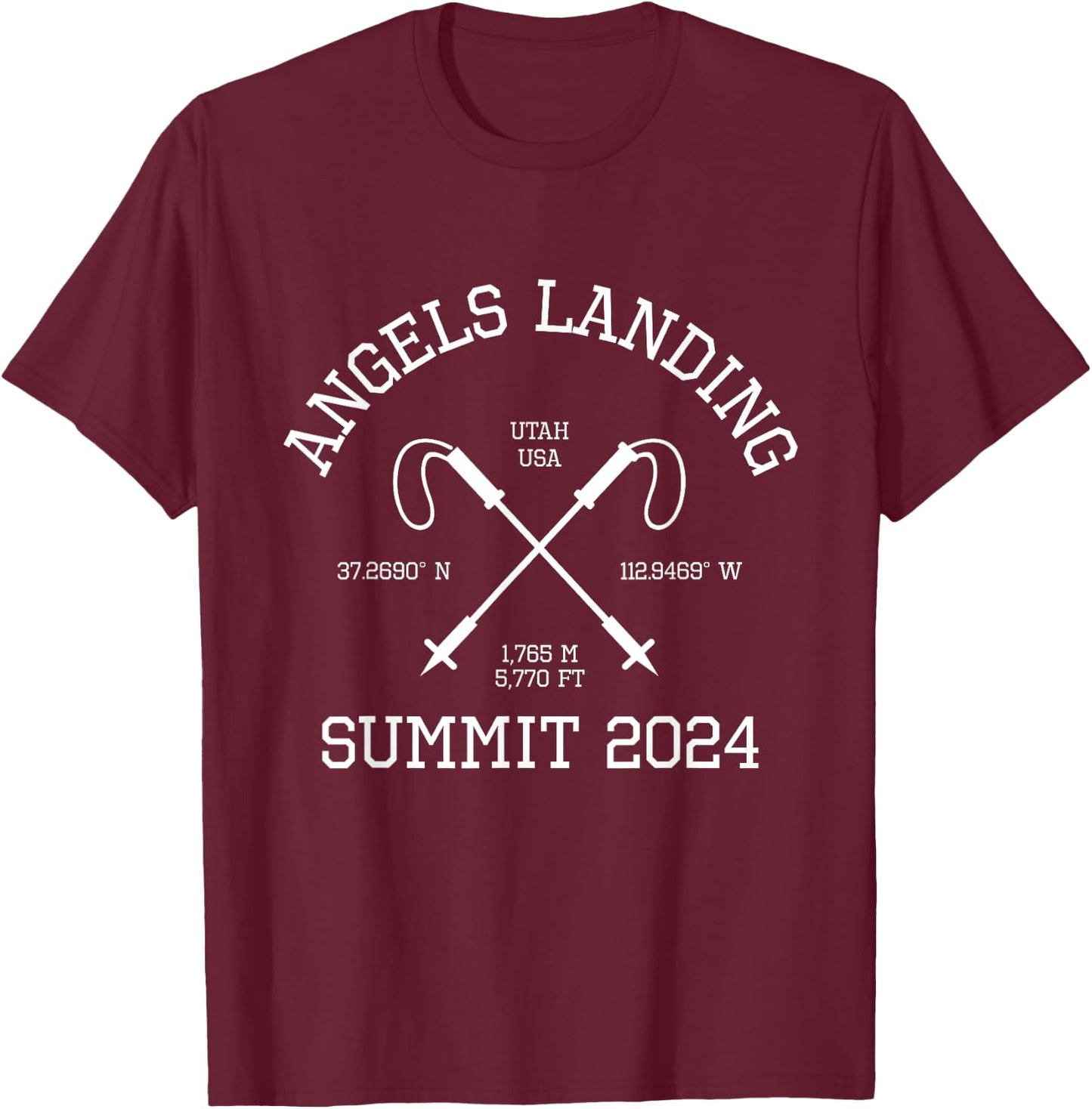 Climbed Angels Landing Summit 2024 Utah USA Hike Hiking T-Shirt - T-Shirt | Maroon