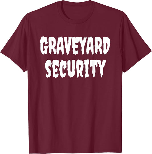 Halloween Graveyard Security Funny Zero Effort Lazy Costume T-Shirt - T-Shirt | Maroon