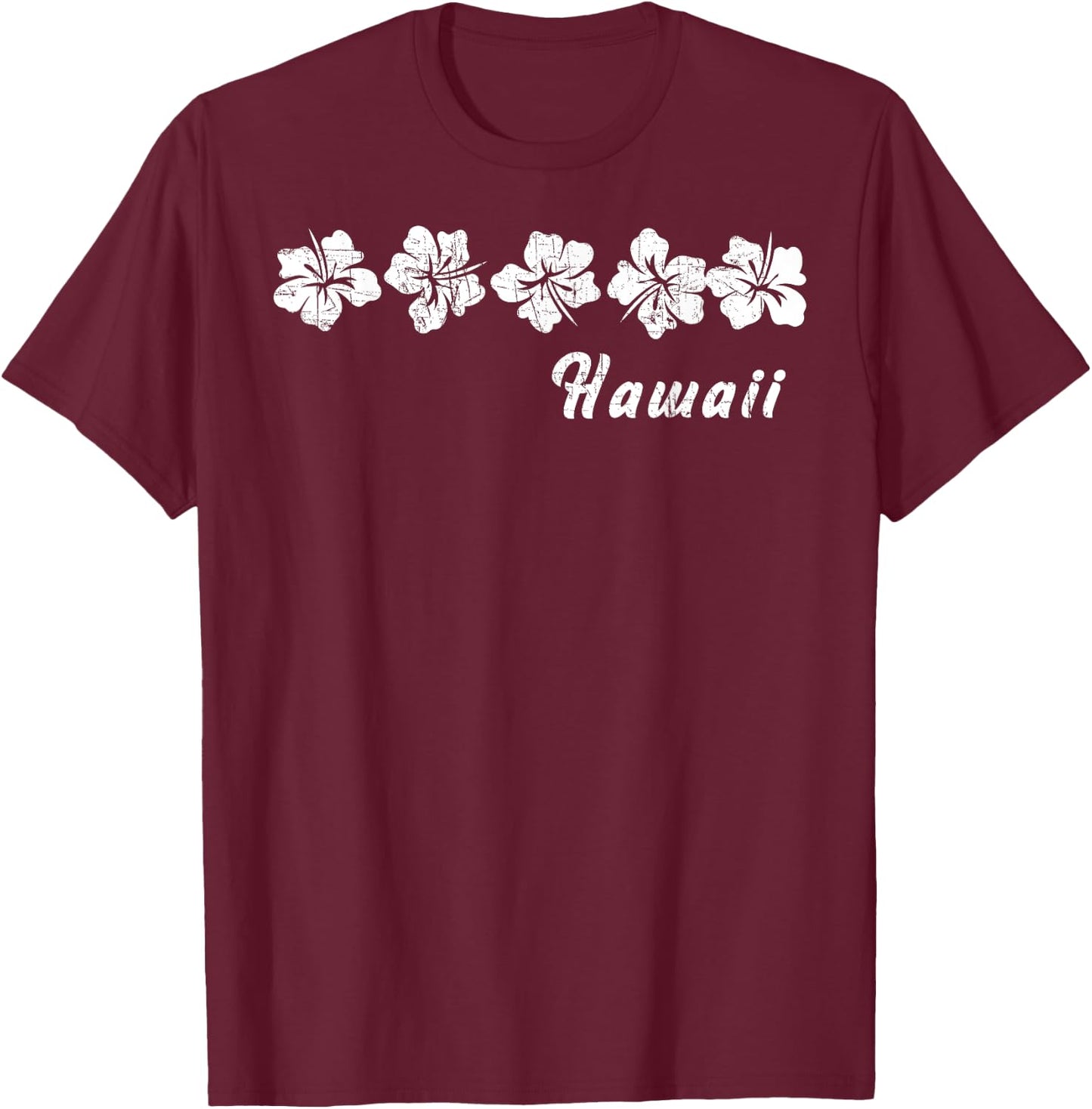 Aloha Hawaii Hawaiian Vacation Hibiscus Flower Surfing T-Shirt - T-Shirt | Maroon