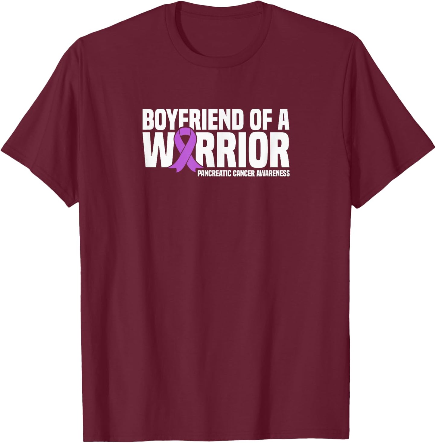 Boyfriend of a Warrior Pancreatic Cancer Awareness T-Shirt - T-Shirt | Maroon