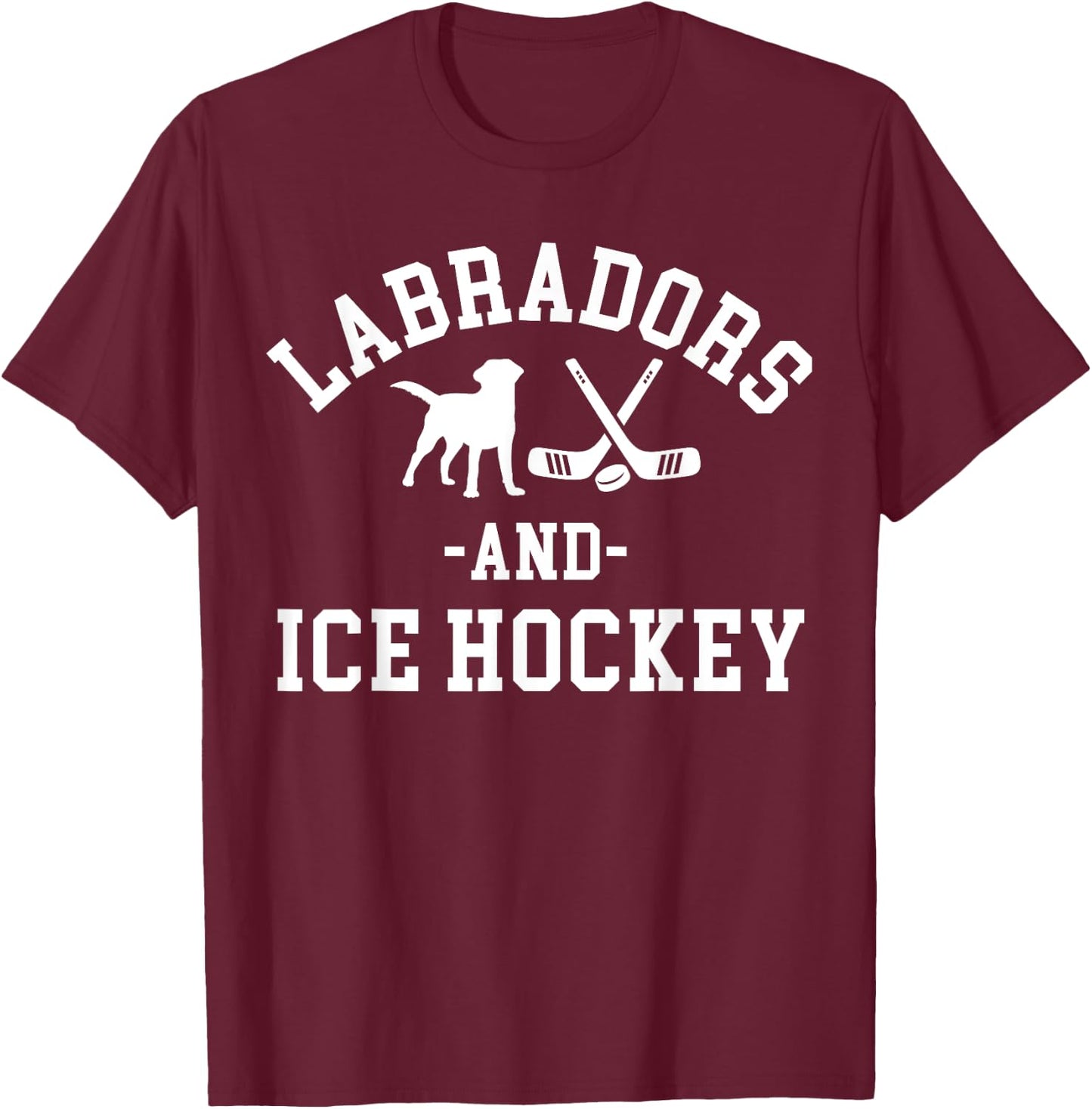 Black Yellow Chocolate Labs Ice Hockey Labrador Lab Mom Dad T-Shirt - T-Shirt | Maroon