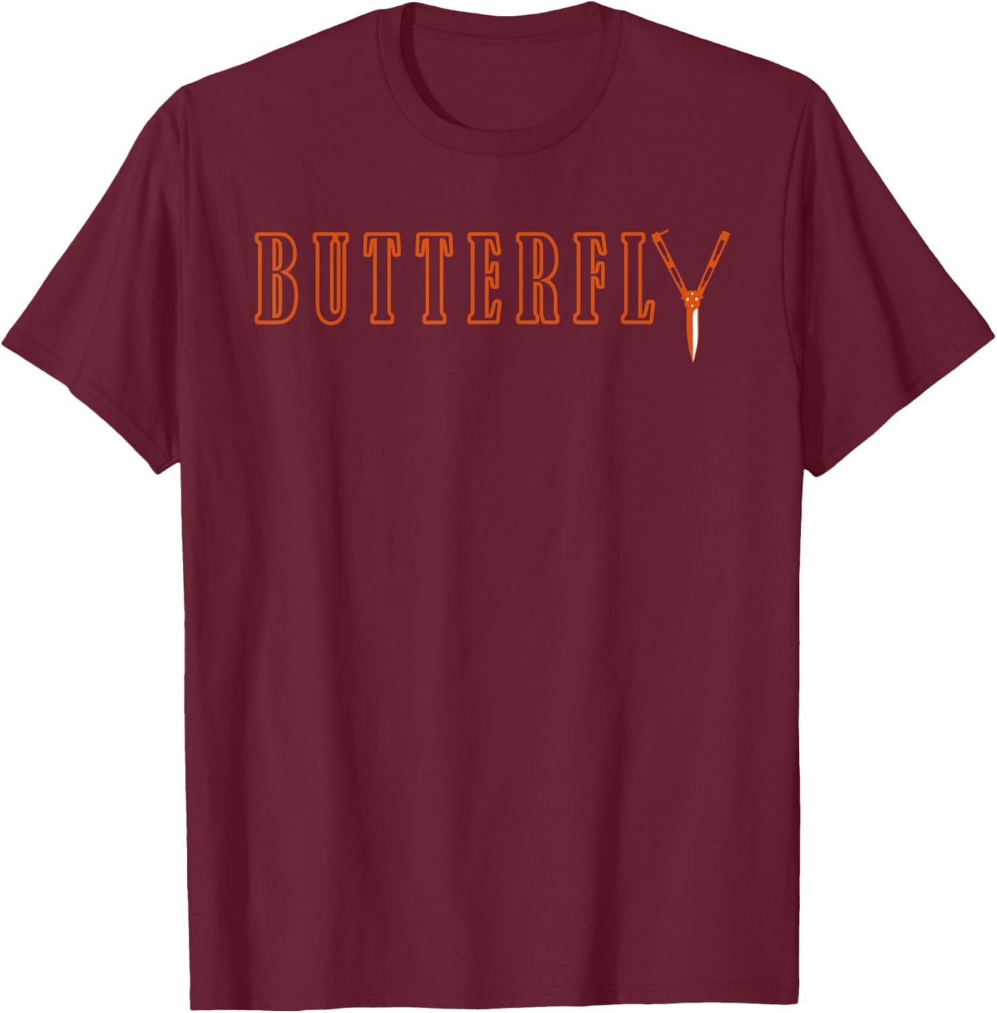 Knife butterfly Knifes Balisong Flipping Butterfly Knife T-Shirt - T-Shirt | Maroon