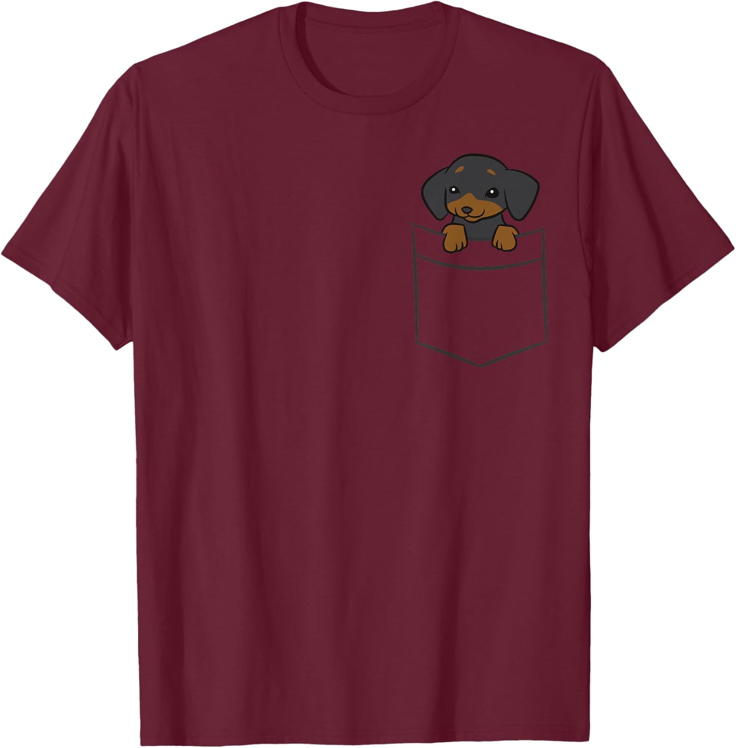Dachshund Dog In Pocket Funny Dachshund T-Shirt - T-Shirt | Maroon