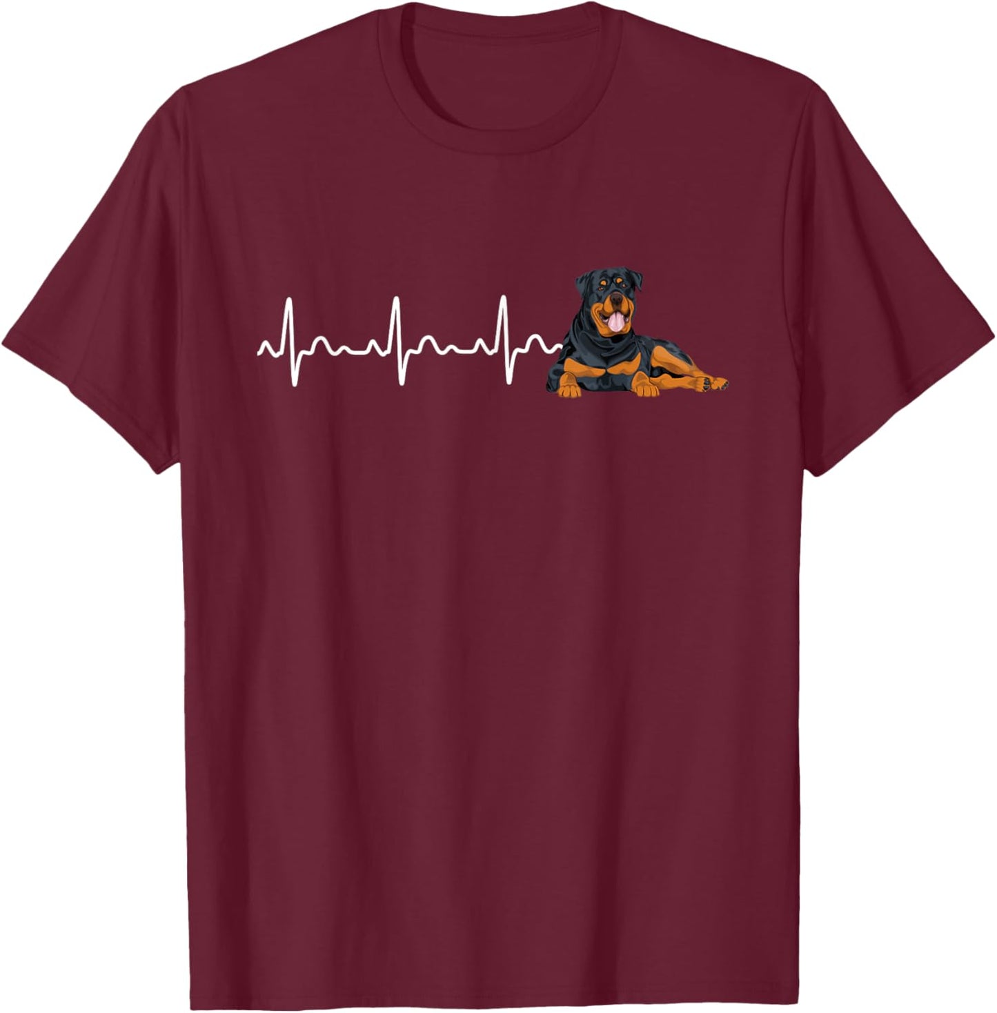 Rottweiler Heartbeat - Puppy Owner Animal Lover Veterinarian T-Shirt - T-Shirt | Maroon