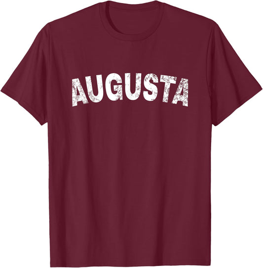 Vintage Augusta White Text Apparel T-Shirt - T-Shirt | Maroon