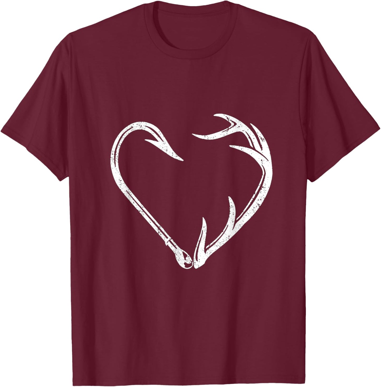 Fishing & Shed Hunter Antler Elk, Deer- hunting T-Shirt - T-Shirt | Maroon