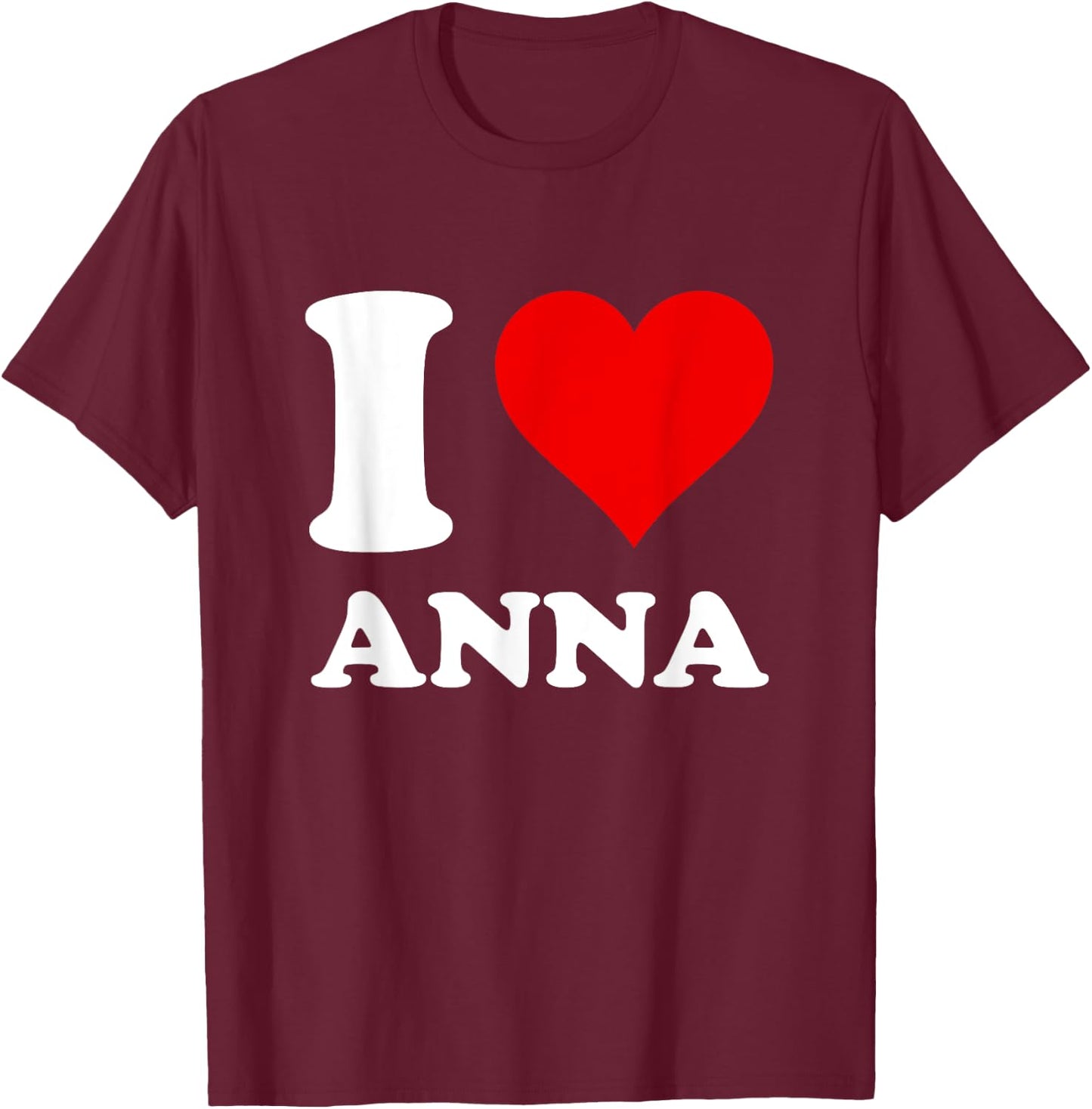 I Heart Anna Women's Love Theme Heart Pattern Vacation , Black, Small T-Shirt - T-Shirt | Maroon