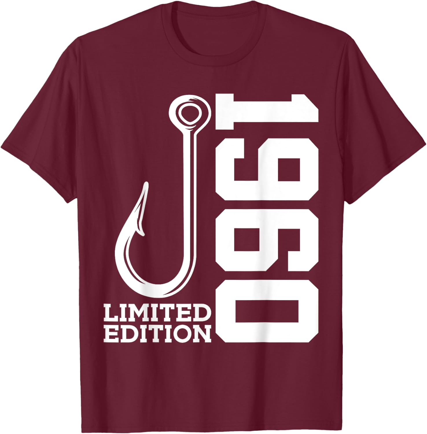 Angler 65th Birthday Fishing Limited Edition 1960 T-Shirt - T-Shirt | Maroon