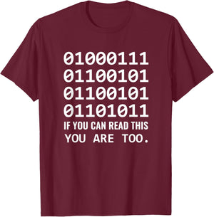 Geek Computer Binary Code for Developer Nerds & Admins T-Shirt - T-Shirt | Maroon