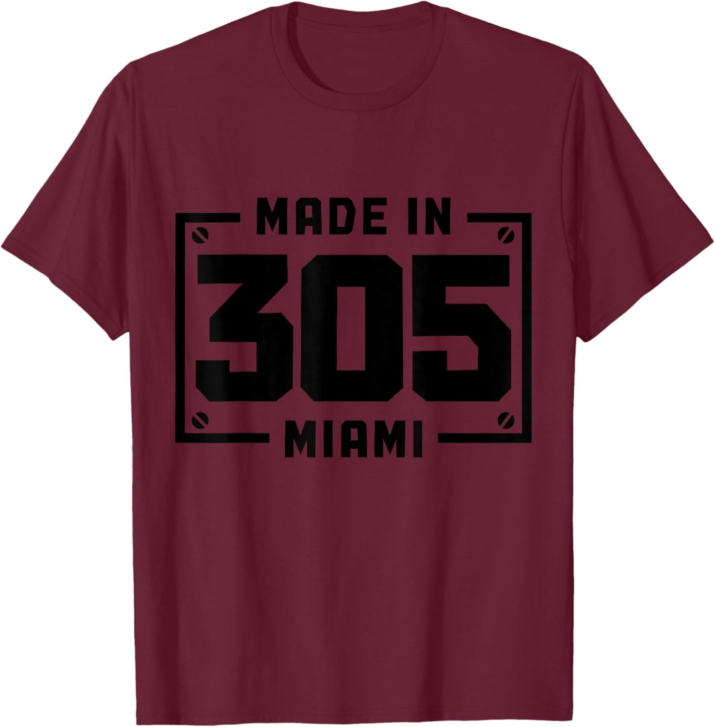Miami Florida 305 Area Code Vintage FL Pride T-Shirt - T-Shirt | Maroon