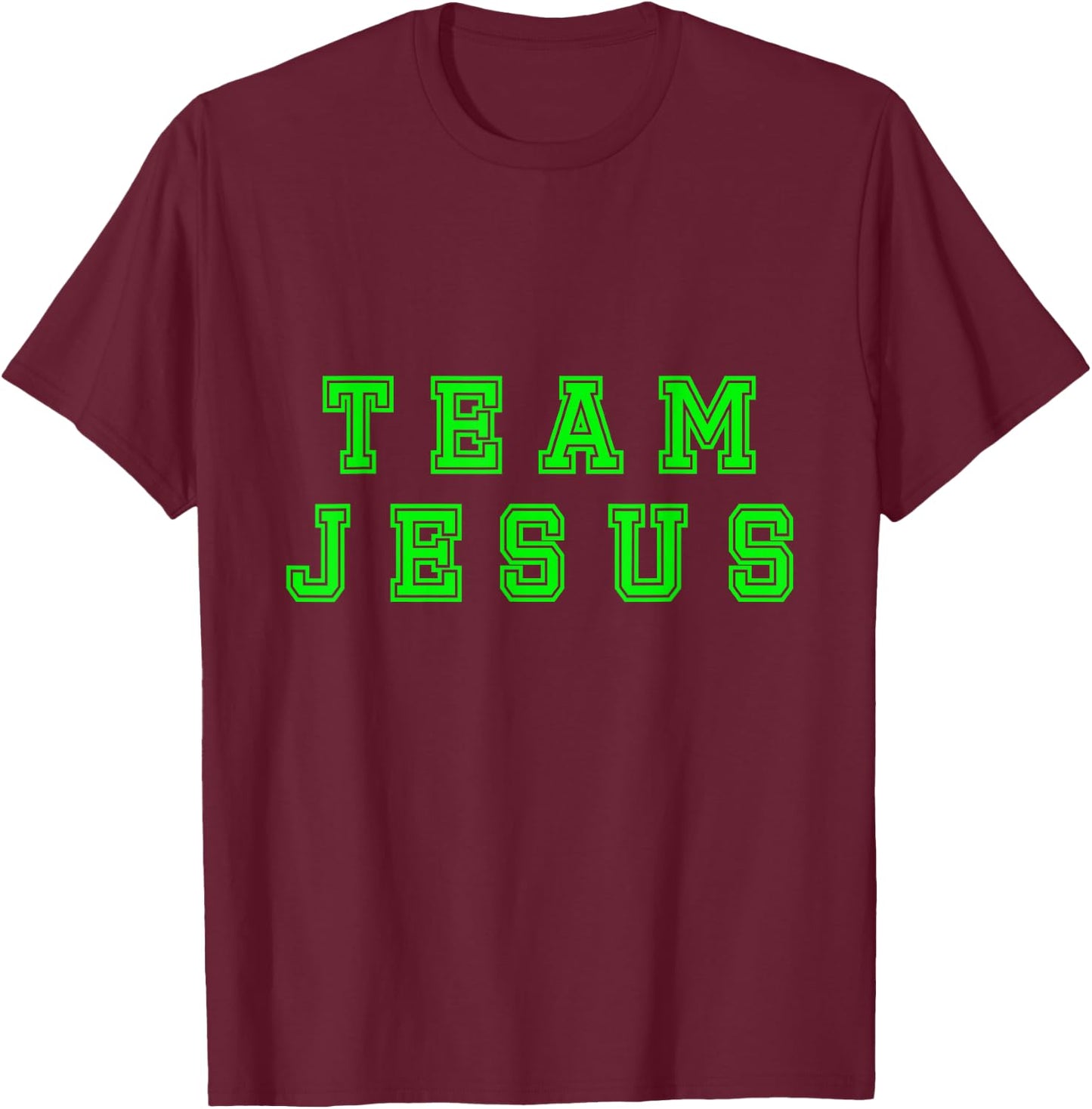Lime green text Team Jesus Christian Athletic sports faith T-Shirt - T-Shirt | Maroon