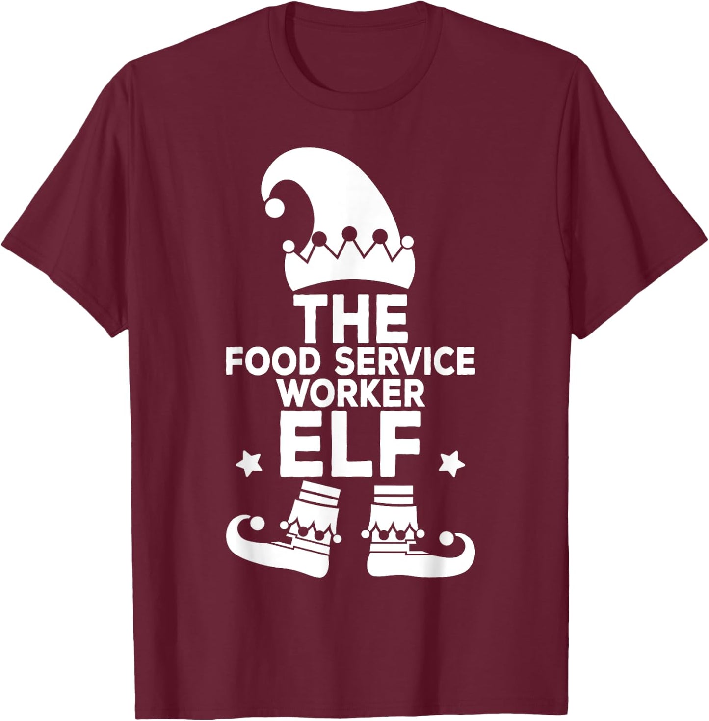 I'm The Food Service Worker Elf Holiday Matching Christmas T-Shirt - T-Shirt | Maroon