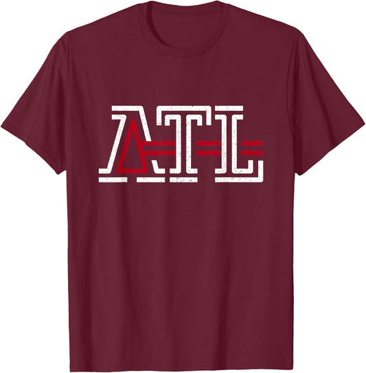 Vintage Atlanta Georgia ATL Classic Distressed T-Shirt - T-Shirt | Maroon