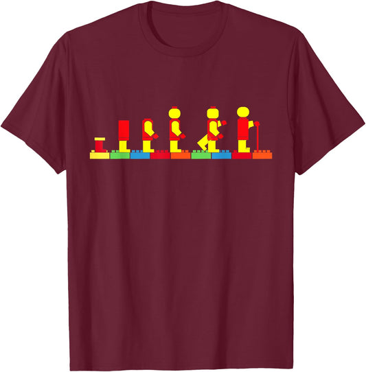 Bricks Evolution Master Builder Building Blocks T-Shirt - T-Shirt | Maroon