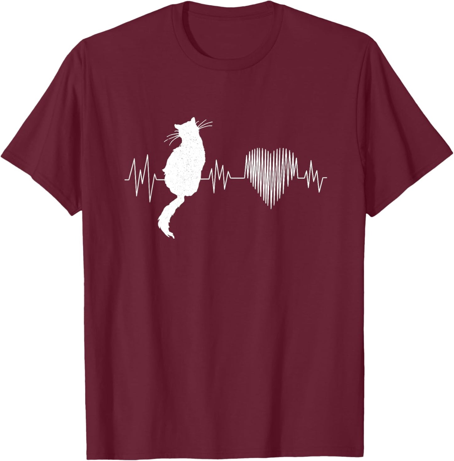 Funny Cat Shirts , Meowy Cute Cat Lover Heartbeat T-Shirt - T-Shirt | Maroon