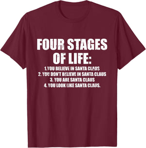 Four Stages of Life Santa Christmas Funny X-Mas Humor Men T-Shirt - T-Shirt | Maroon