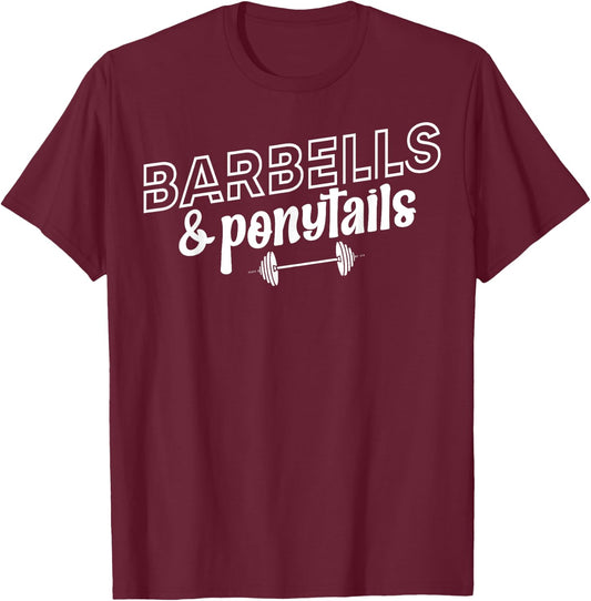 Barbells And Ponytails - Women Gym Pump Covers T-Shirt - T-Shirt | Maroon