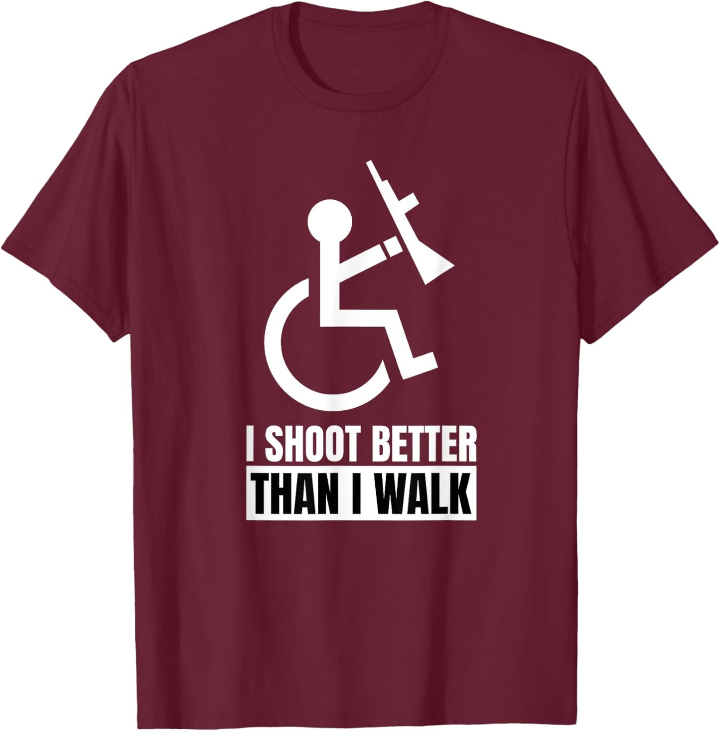 Disabled Veteran Gun Owner Military Soldier Wheelchair User T-Shirt - T-Shirt | Maroon