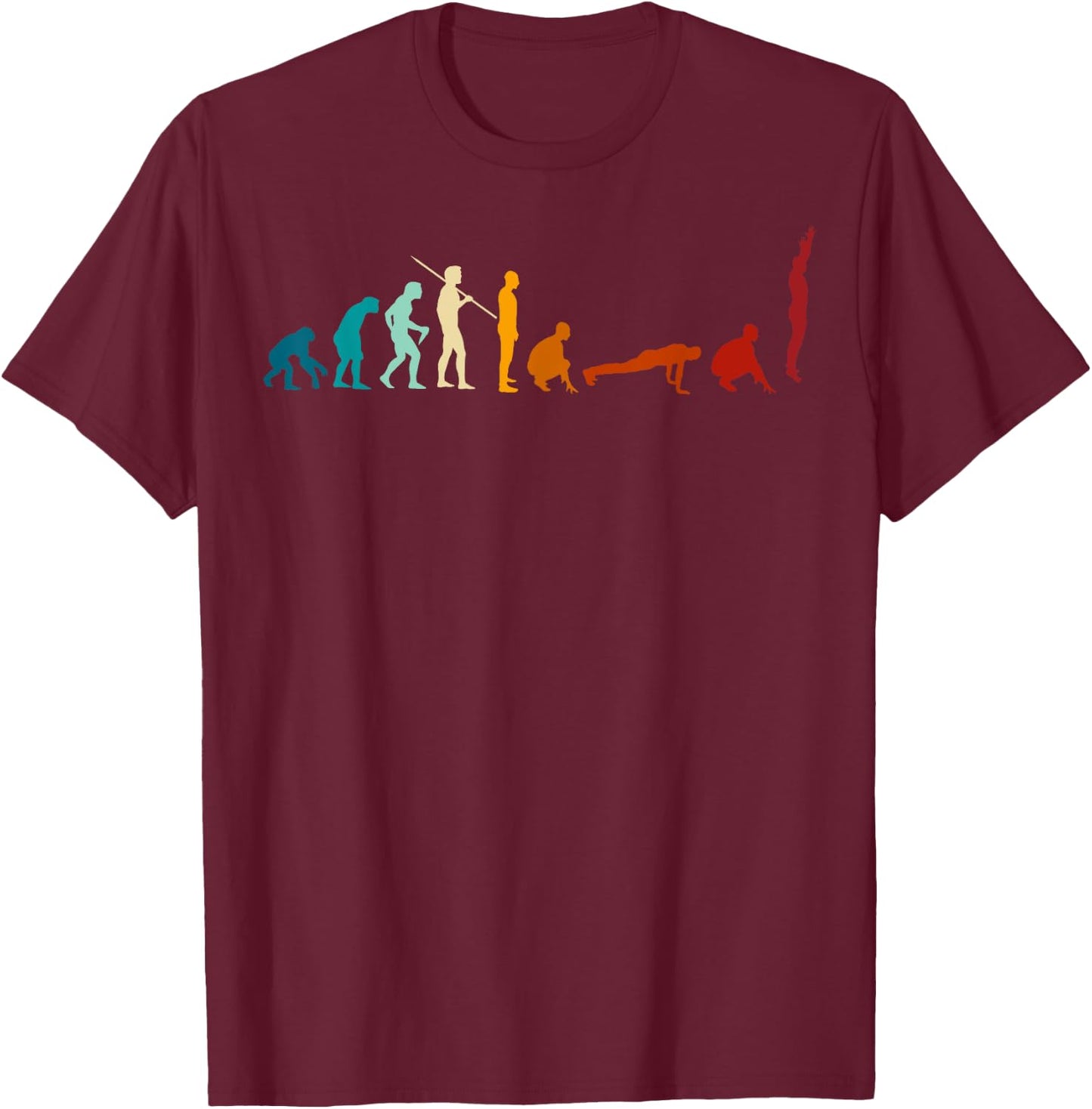 Evolution of Burpees - Funny Personal Trainer Funny Exercise T-Shirt - T-Shirt | Maroon