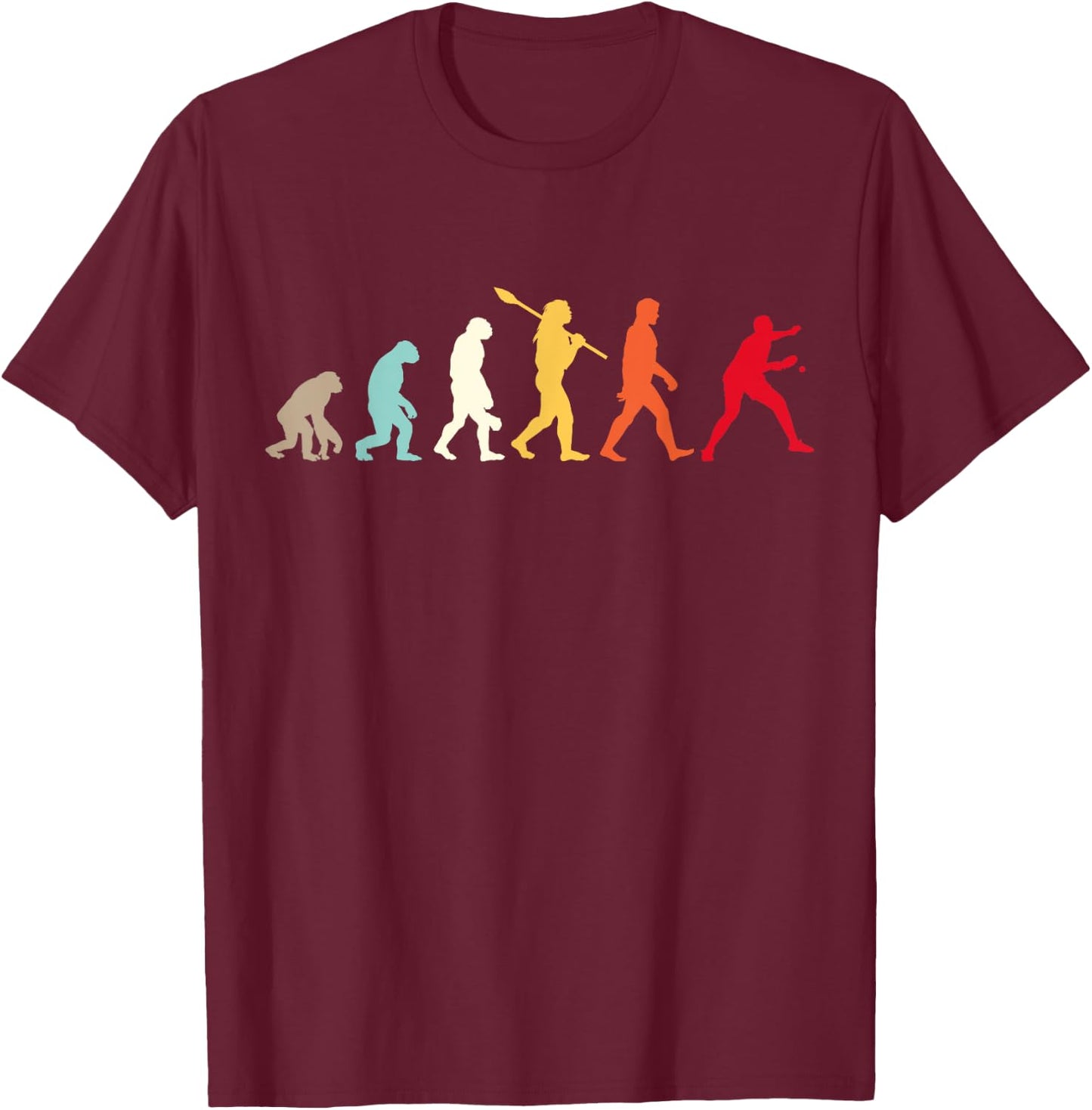 Retro Vintage Ping Pong Evolution Funny Table Tennis Player T-Shirt - T-Shirt | Maroon