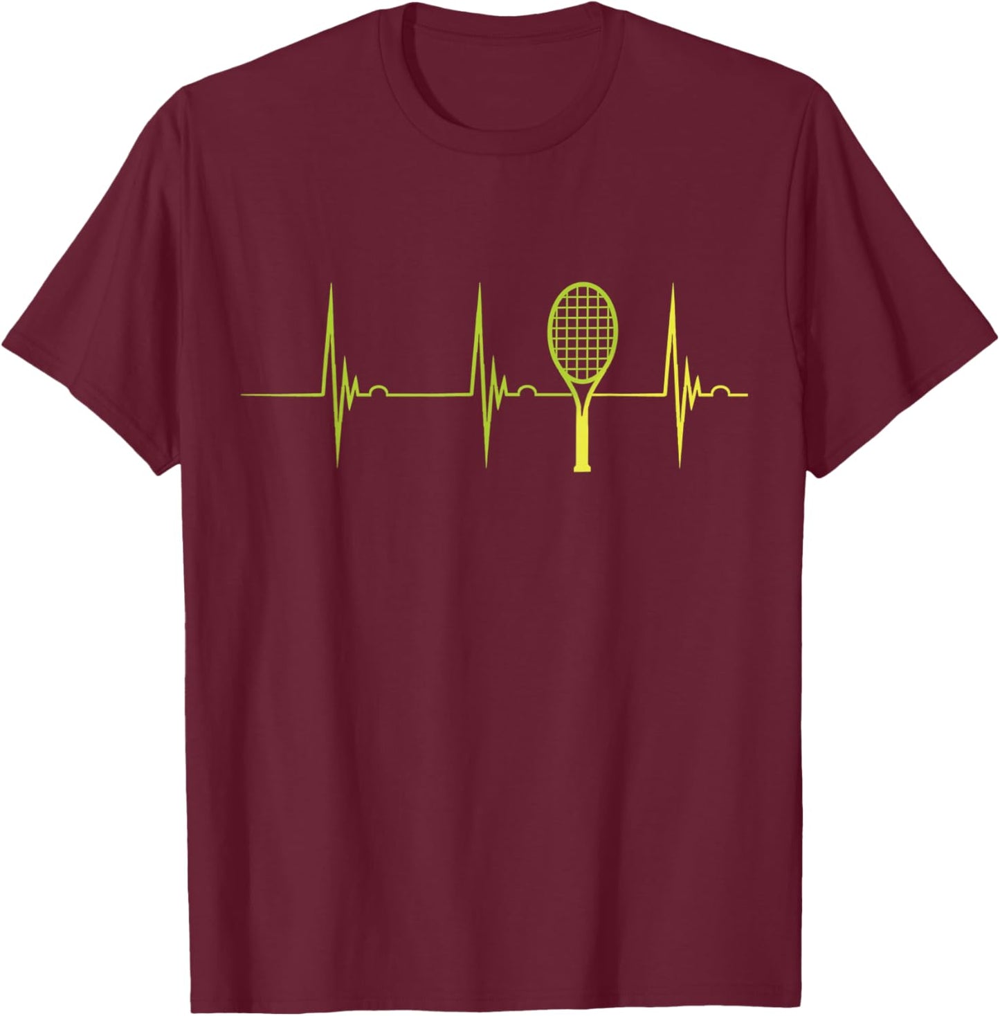 Tennis Lover Heartbeat EKG Pulse Cardio Tennis Player T-Shirt - T-Shirt | Maroon