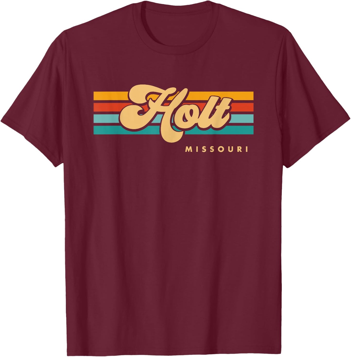 Vintage Sunset Stripes Holt, Missouri T-Shirt - T-Shirt | Maroon