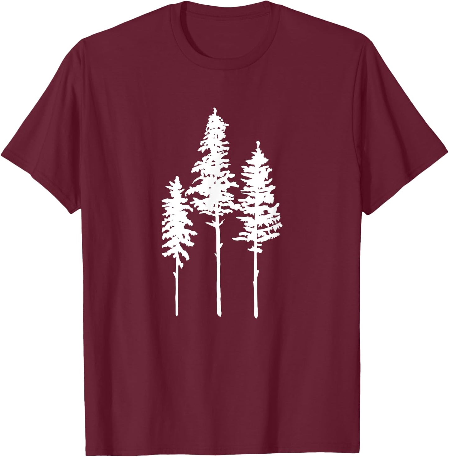 Skinny Pine Tree Graphic Funny Summer Hiking Nature Lover Women Kids T-Shirt - T-Shirt | Maroon