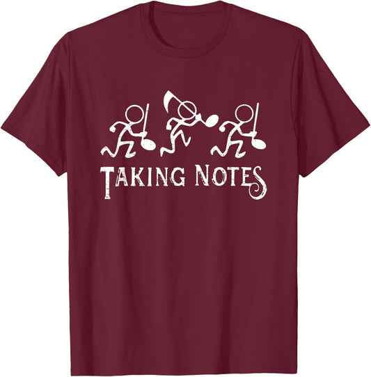 Vintage Musical Taking Notes Music Lovers Teachers Funny T-Shirt - T-Shirt | Maroon