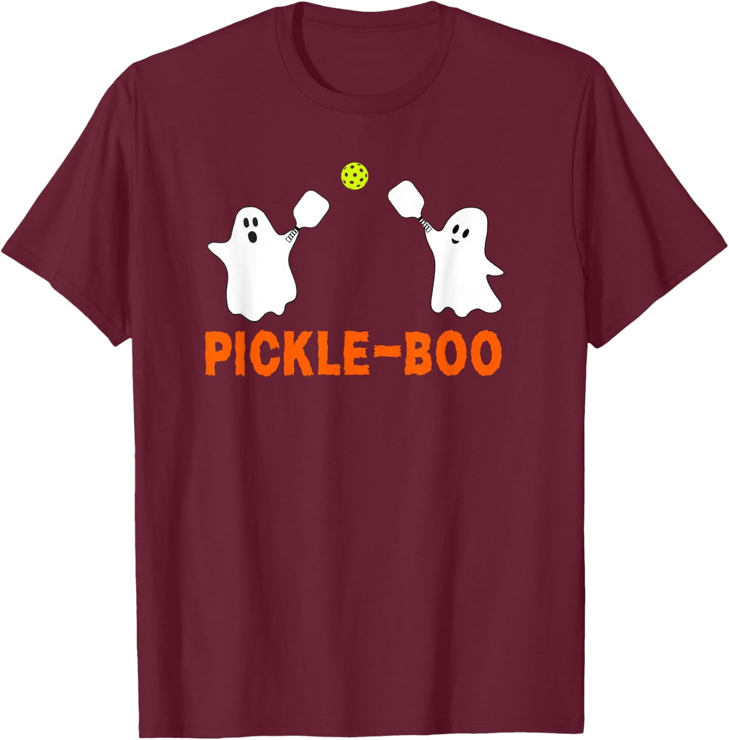 Halloween Pickleball Pickle-Boo Ghosts T-Shirt - T-Shirt | Maroon