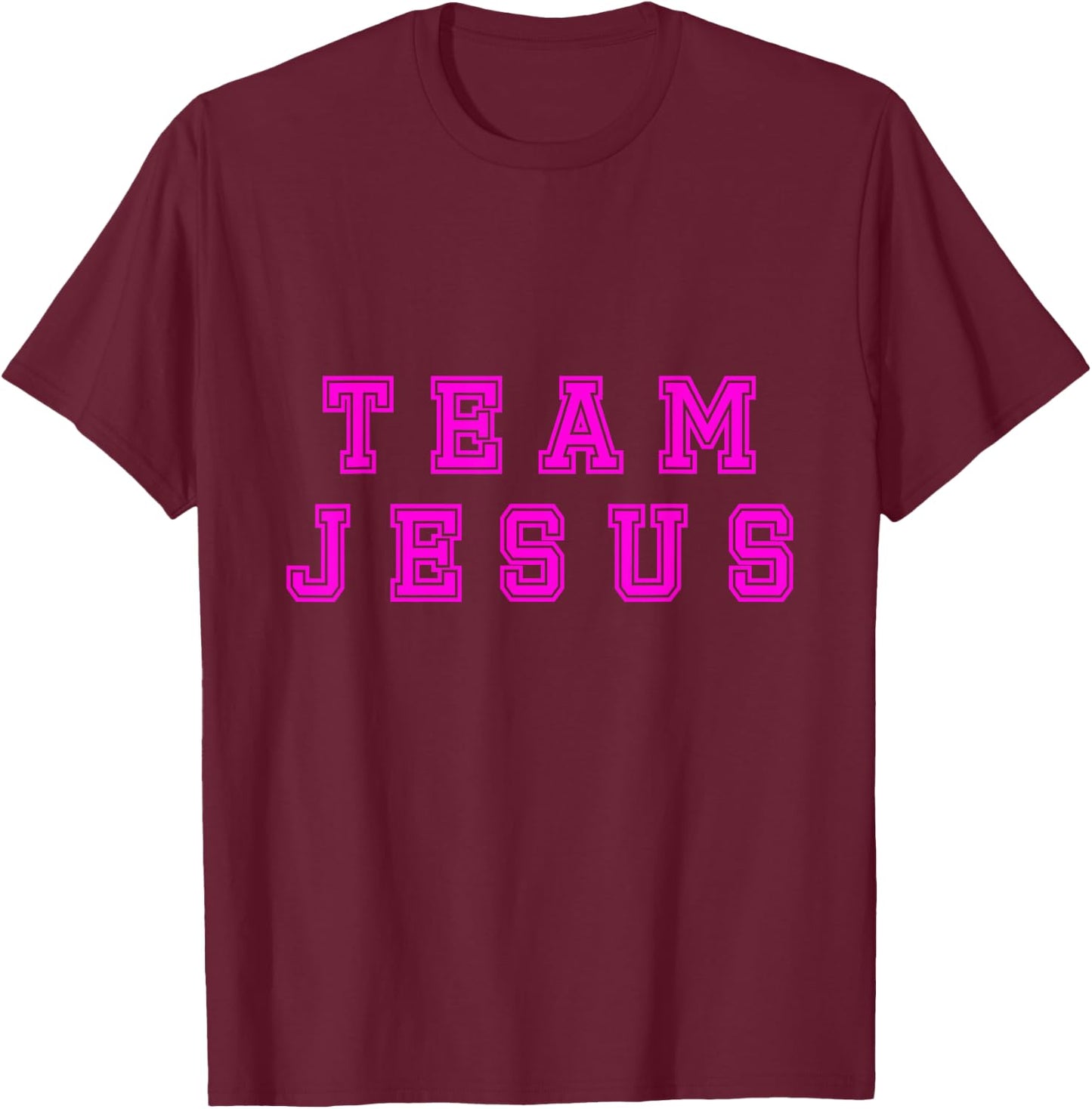 Fuchsia text Team Jesus Christian Athletic sports faith T-Shirt - T-Shirt | Maroon