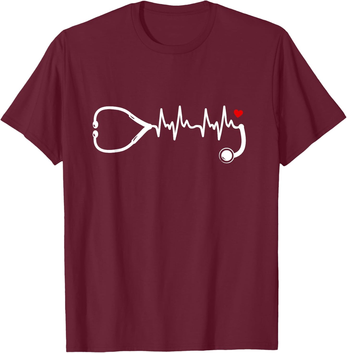 Nurse Heartbeat Clothing - Stethoscope Heart Student Nurse T-Shirt - T-Shirt | Maroon