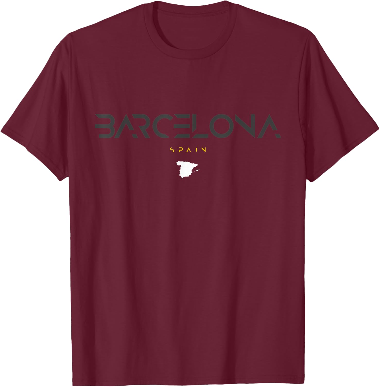 Barcelona Spain Tonal Type T-Shirt - T-Shirt | Maroon