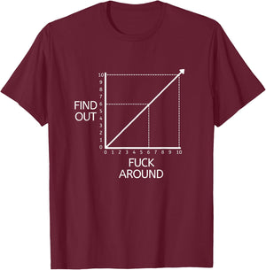 Fuck Around and Find Out Funny Graph Chart Joke Math Small T-Shirt - T-Shirt | Maroon